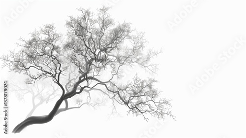 Wallpaper Mural A simple yet elegant outline of a tree with swirling branches, displayed on a white background. Torontodigital.ca