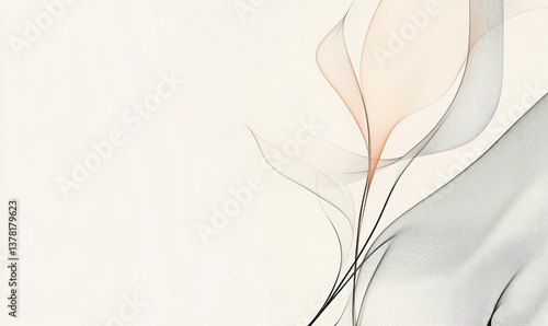 Abstract floral design digital art minimalist style soft colors contemporary environment artistic concept for modern spaces