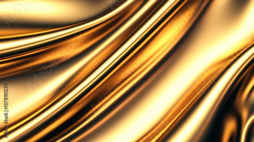Elegance in motion golden satin fabric flowing gracefully studio setting textile photography soft light abstract beauty