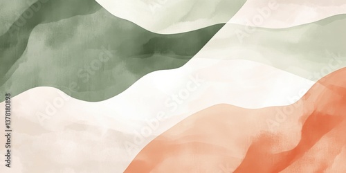 Waves of green white and orange abstract representation of irish heritage digital art modern aesthetic captivating perspective cultural significance