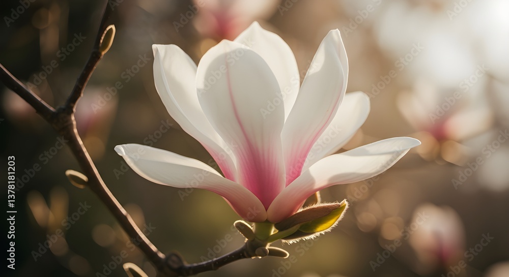 Fototapeta premium Close-Up of Magnolia Blossom in Soft Spring Light