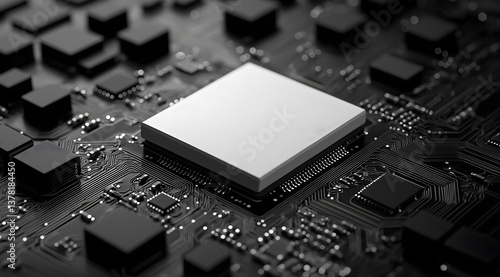 Close-up of a Microchip on a Circuit Board