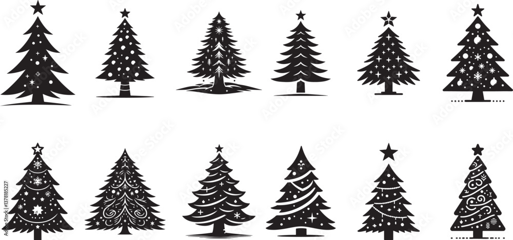 Fototapeta premium christmas trees collection