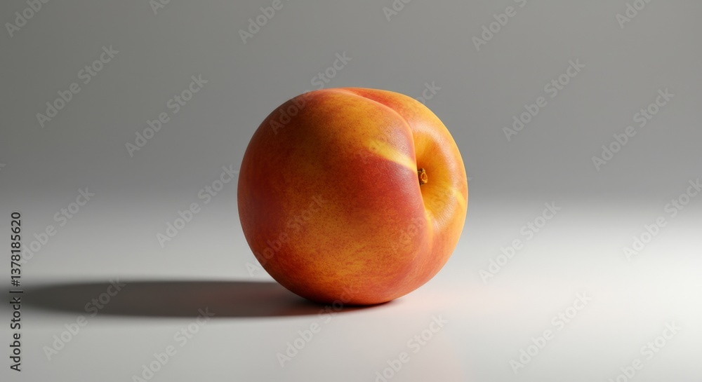Single Nectarine on Grey Background Single Nectarine on Grey Background