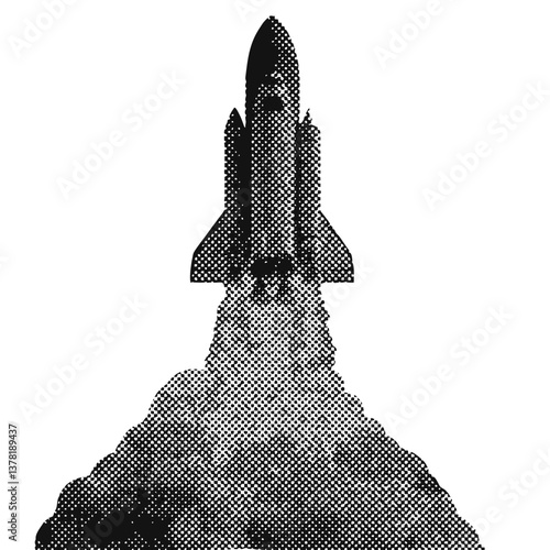 Space shuttle halftone grunge vector design element