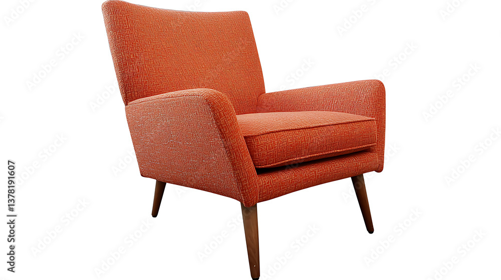 Naklejka premium A red chair with wooden legs