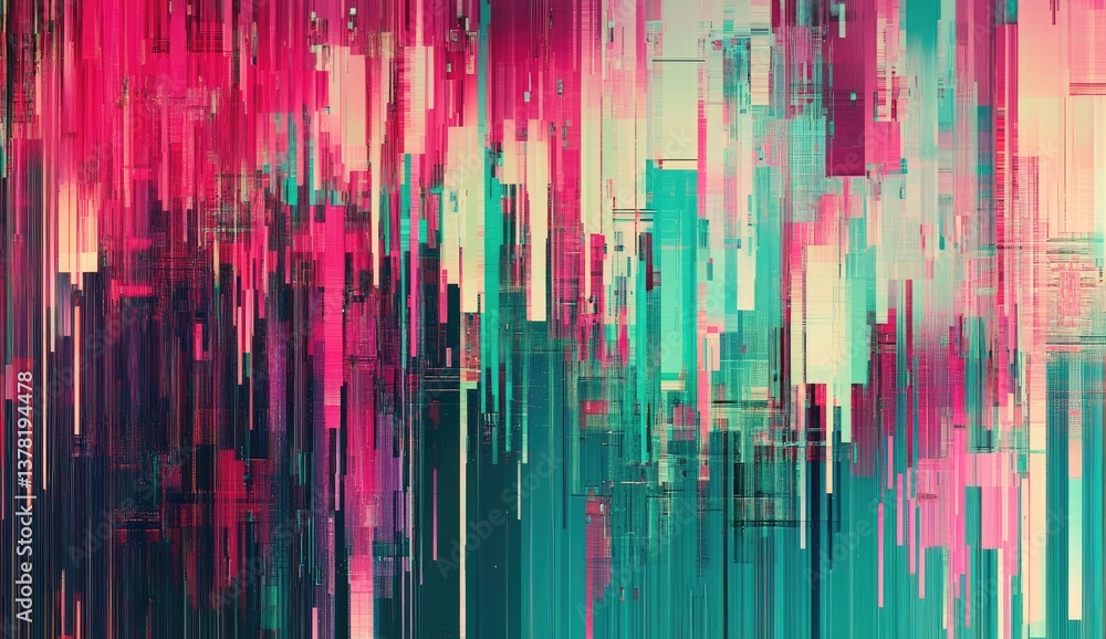 Abstract digital art with vibrant, pixelated vertical stripes Abstract digital art with vibrant, pixelated vertical stripes