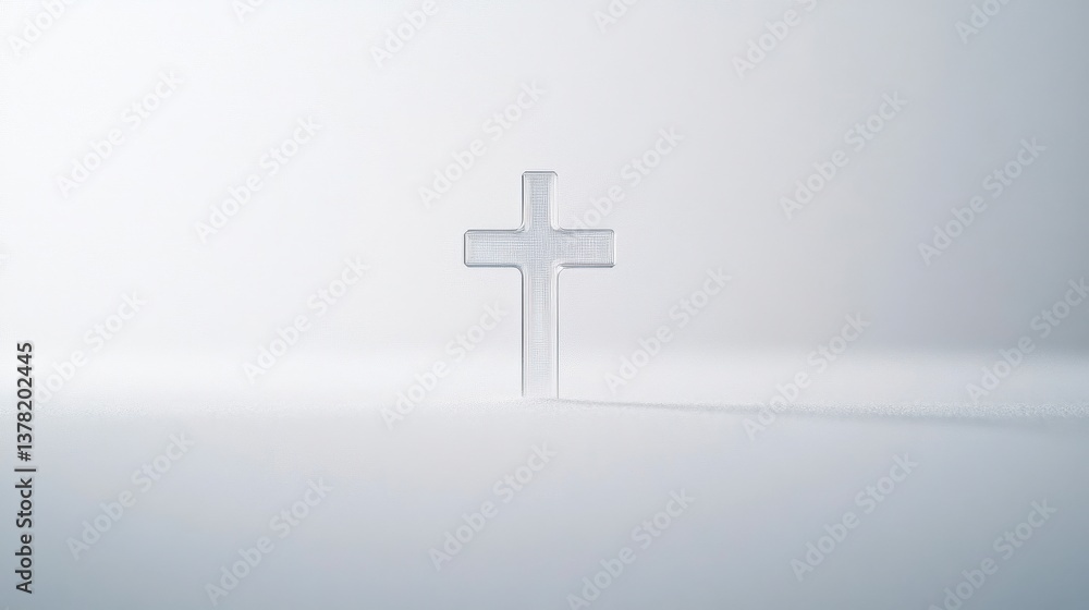Transparent Cross in Minimalist White Background Transparent Cross in Minimalist White Background