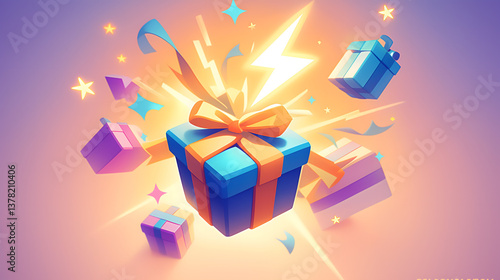 Gift Box Explosion with Confetti