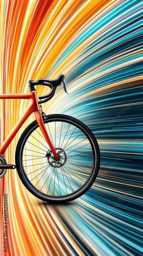 Fototapeta premium Cycling adventure urban streets dynamic image high-speed environment close-up view energy and motion