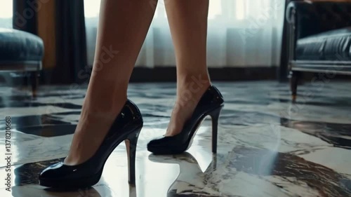 Wallpaper Mural Elegant woman's long legs in black high heels showcase glamour and style, fashion Torontodigital.ca