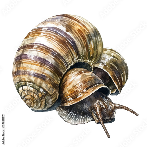 A watercolor vector painting of Escargots de Bourgogne, isolated on a white background.

