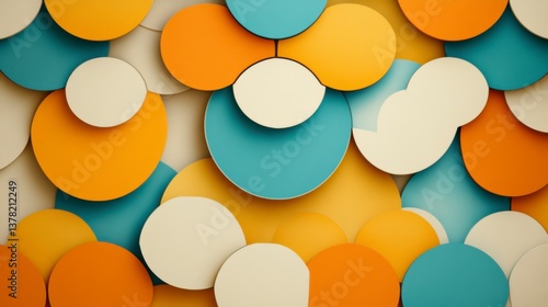 Colorful paper circles art installation creative studio wall decor indoor eye-level view modern design trends