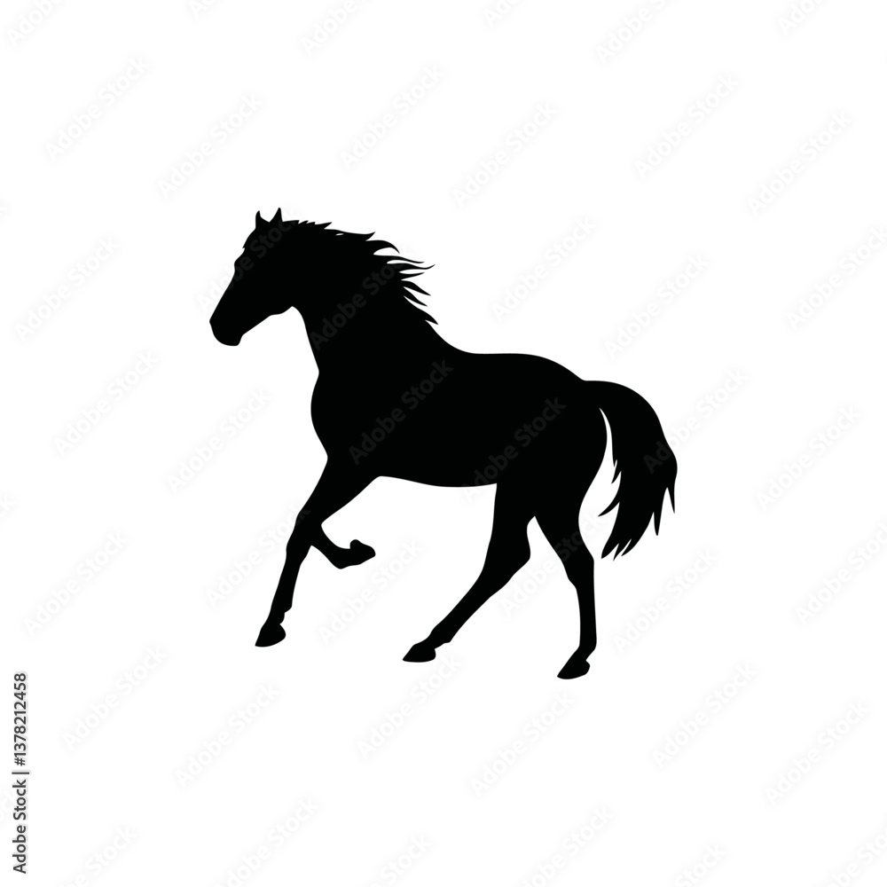 A black and white vector illustration of a group of wild horses running together on a white background A black and white vector illustration of a group of wild horses running together on a white background