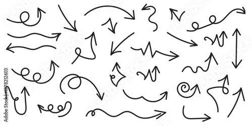 Collection of hand drawn arrows. Vector set.