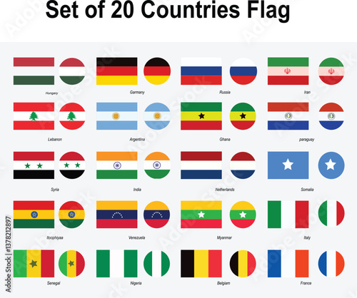 Free Download Set of 20 Countries National Flag  - GFXLoad