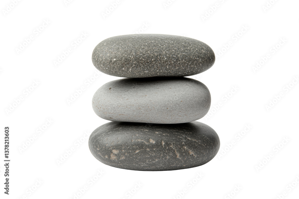 Stacked smooth grey stones for balance and zen tranquility, cut out Stacked smooth grey stones for balance and zen tranquility, cut out