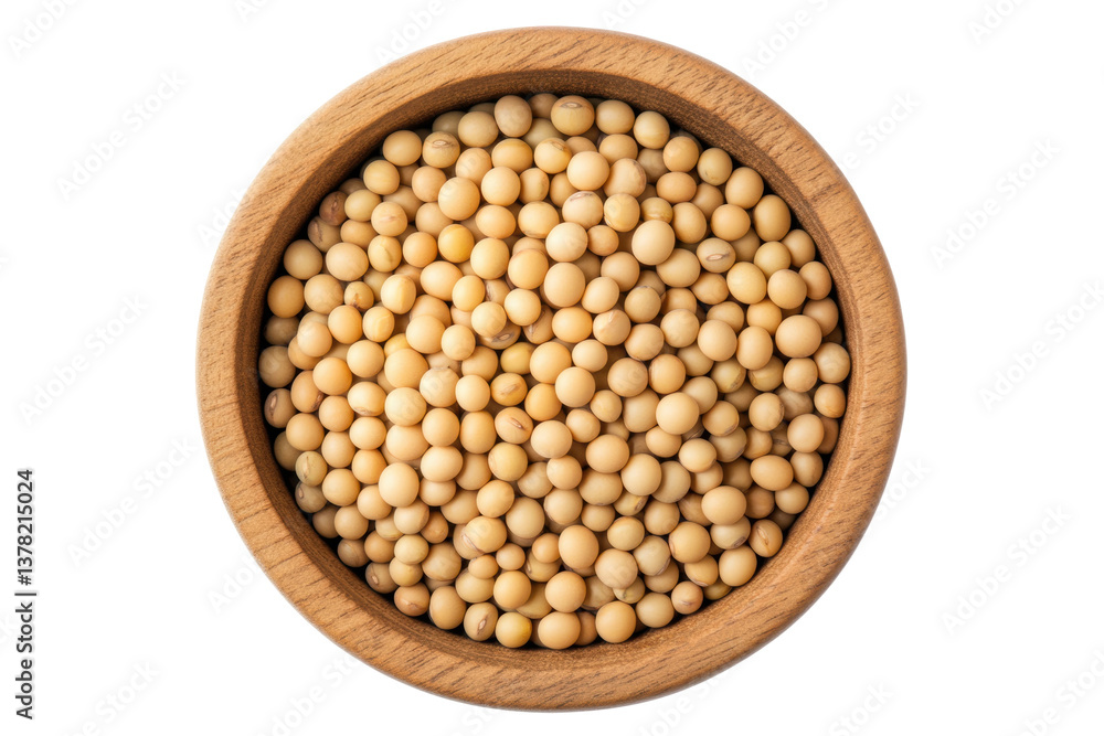 Top view of wooden bowl filled with whole soybeans for healthy nutrition, cut out Top view of wooden bowl filled with whole soybeans for healthy nutrition, cut out