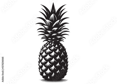 pineapple logo vector silhouette design, pineapple logo icon silhouette, pineapple tropical fruit, minimalist black silhouette of pineapple fruit isolated on white background