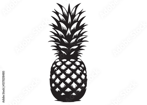 pineapple logo vector silhouette design, pineapple logo icon silhouette, pineapple tropical fruit, minimalist black silhouette of pineapple fruit isolated on white background