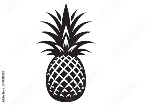 pineapple logo vector silhouette design, pineapple logo icon silhouette, pineapple tropical fruit, minimalist black silhouette of pineapple fruit isolated on white background