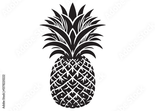 pineapple logo vector silhouette design, pineapple logo icon silhouette, pineapple tropical fruit, minimalist black silhouette of pineapple fruit isolated on white background