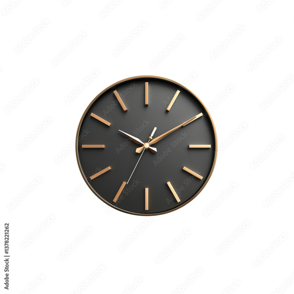 Modern Wall Clock with Rose Gold Accents on Minimalist Background Modern Wall Clock with Rose Gold Accents on Minimalist Background