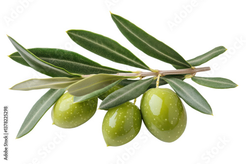 Wallpaper Mural Fresh green olives with leaves isolated on white background, cut out Torontodigital.ca