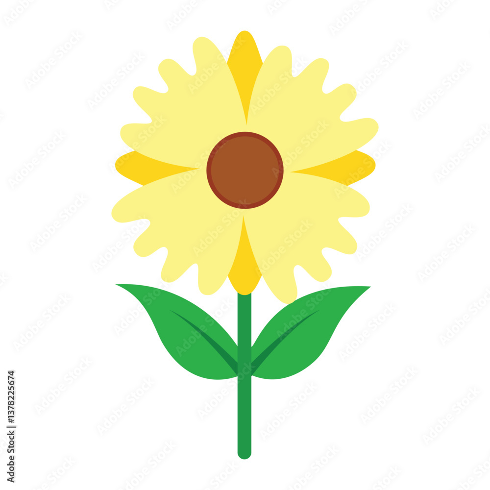 Yellow Flower Icon Vector, Flat Floral Design, Sunflower Graphic Art Yellow Flower Icon Vector, Flat Floral Design, Sunflower Graphic Art