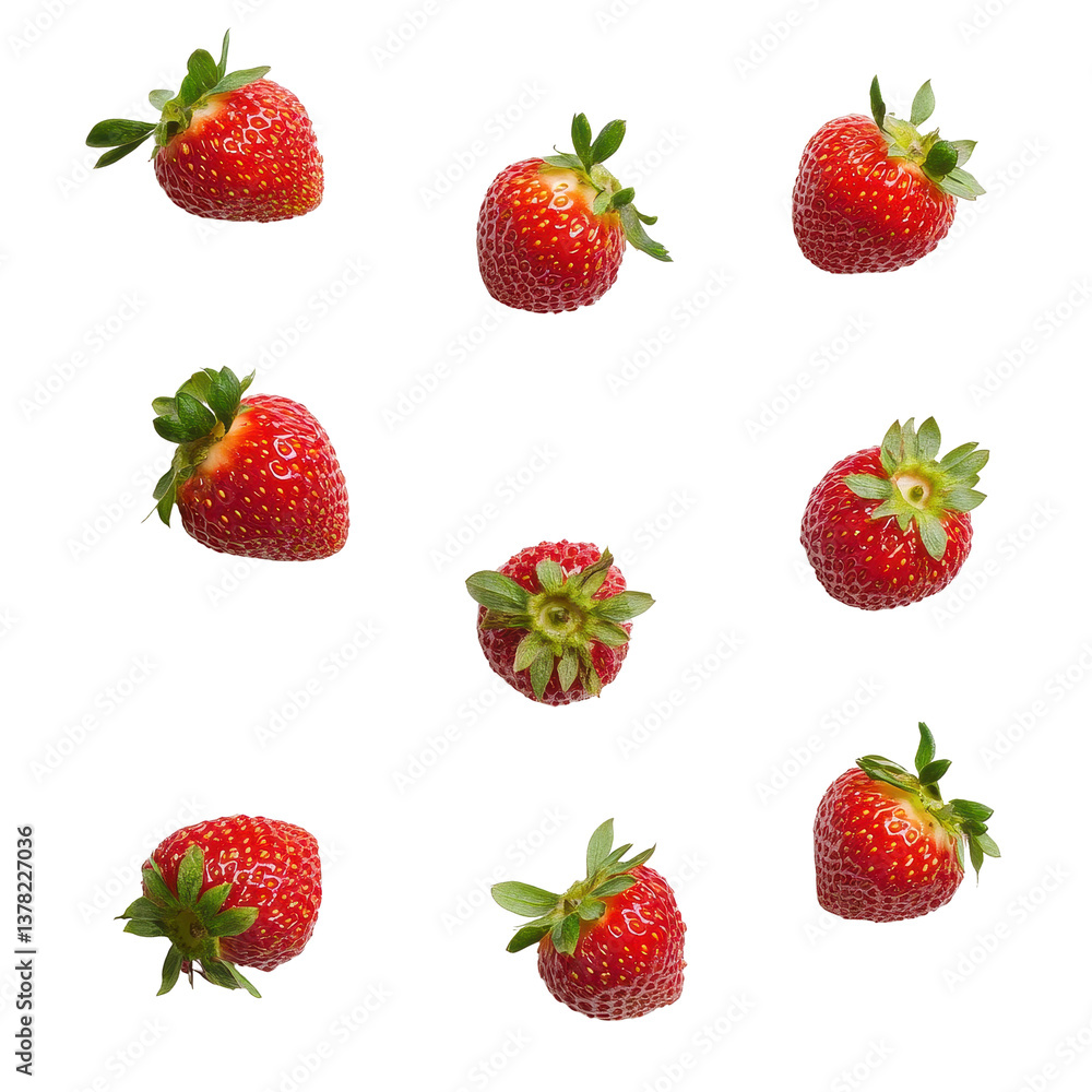 Fresh strawberries arranged on a Transparent background for culinary and artistic presentations, strawberries isolated on PNG background Fresh strawberries arranged on a Transparent background for culinary and artistic presentations, strawberries isolated on PNG background