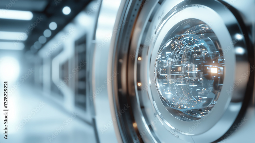High-tech digital vault with quantum encryption technology High-tech digital vault with quantum encryption technology