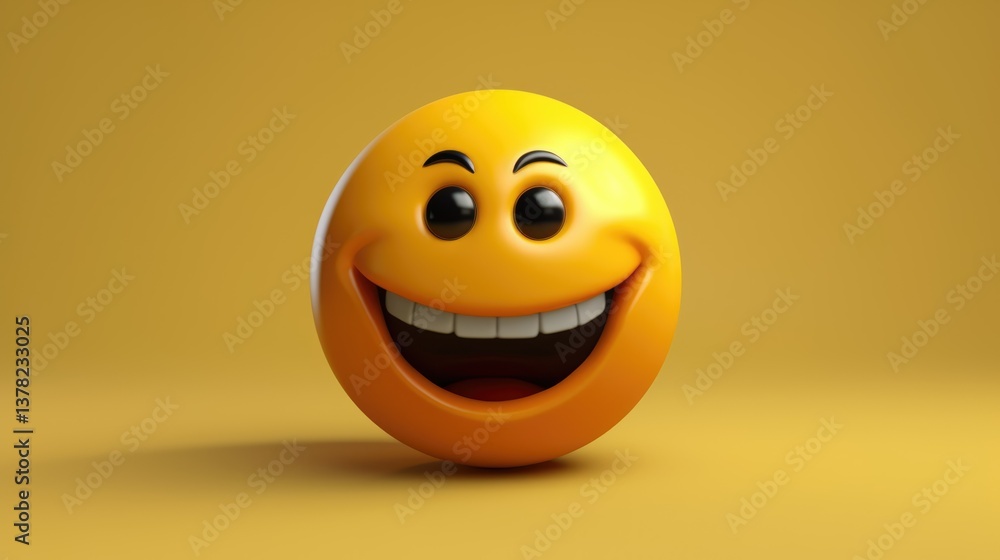 Fototapeta premium Smiling Emoji on Yellow Background A Cheerful Symbol of Positivity 