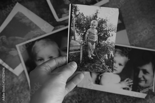A vintage heartfelt photo of a loving brother and sister, in soft sepia, black and white tones. An old, slightly yellowed retro photo taken in the USSR around the 1980s-1990s.