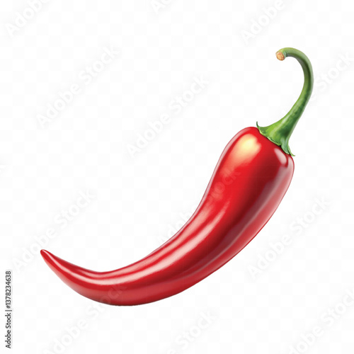 realistic hot red chili pepper isolated on white background