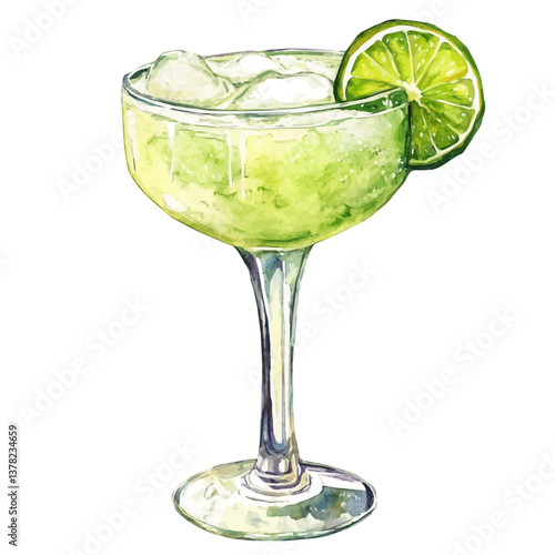 A watercolor vector painting of Frozen Margarita, isolated on a white background.

