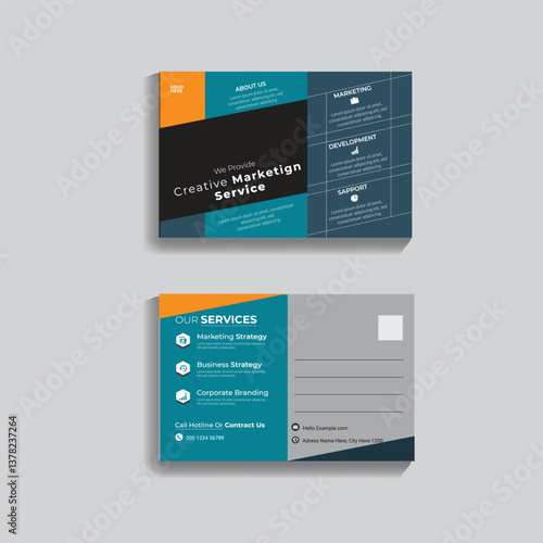 Professional marketing service postcard design template for business