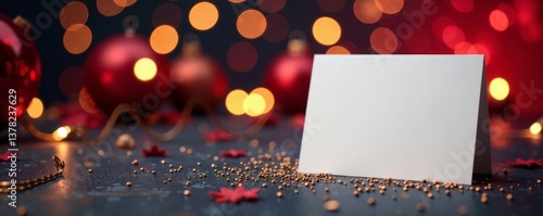 Elegant New Year's Eve scene with a clean white card insert , clean white card, winter wonderland