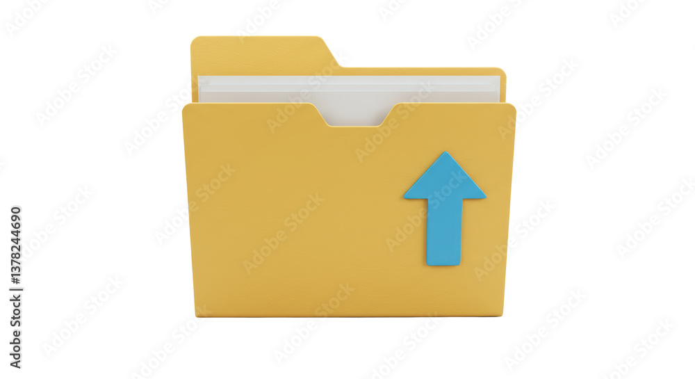 Isolated Yellow Folder with Upload Icon for Storage Isolated Yellow Folder with Upload Icon for Storage