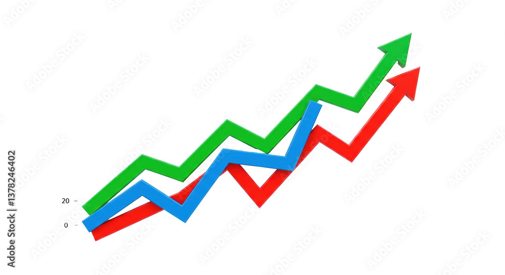 Isolated Rising Line Charts for Financial Growth Isolated Rising Line Charts for Financial Growth