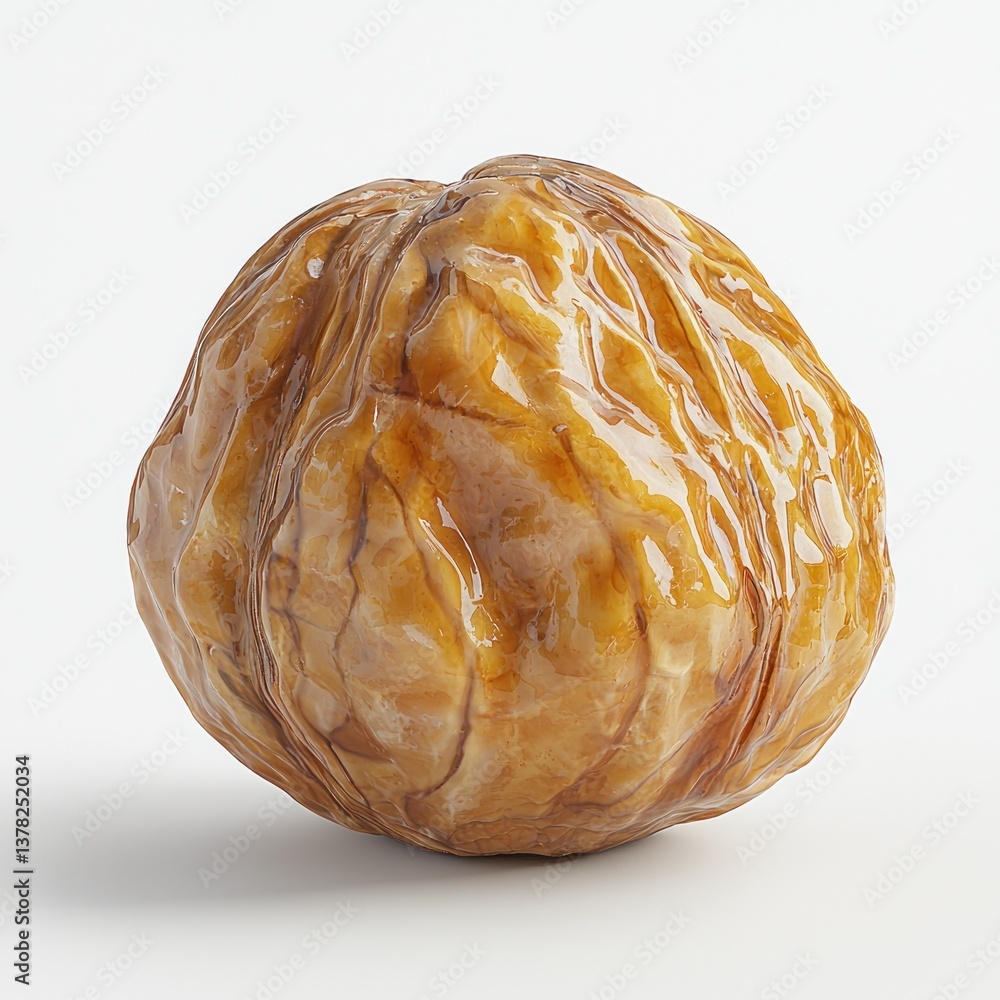 Obraz premium Close-Up of a Glossy Brown Nut Isolated on White Background for Food and Nature Themes