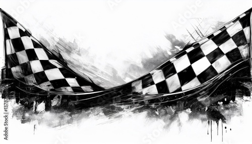 creative border frame of abstract racing flag on red background with copy space , racing winner concept graphic resource