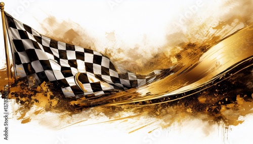 creative border frame of abstract racing flag on red background with copy space , racing winner concept graphic resource