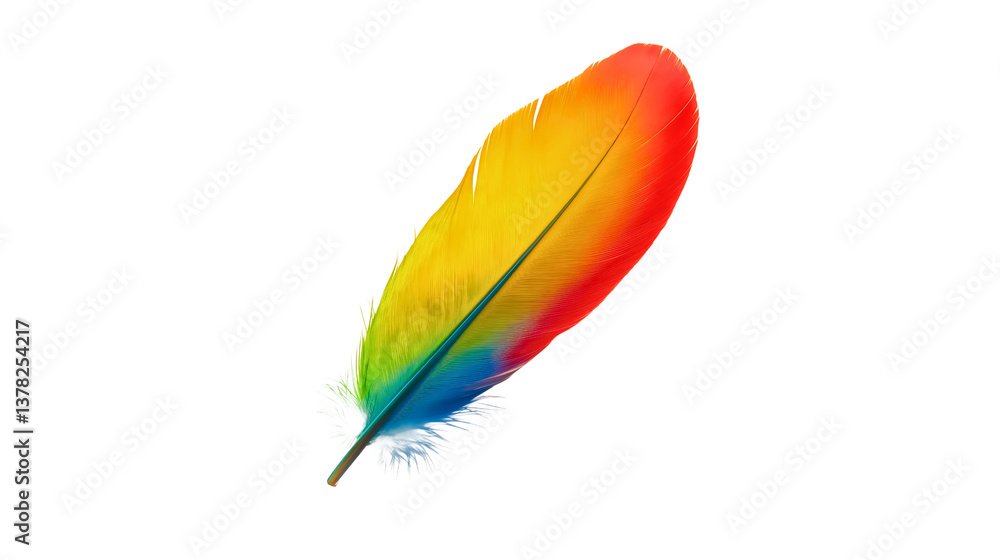 Obraz premium A colorful parrot feather in various vibrant shades, beautifully adorned with intricate patterns and details, showcasing a stunning design.