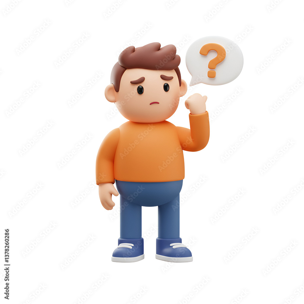 Fototapeta premium 3d man holding a question mark