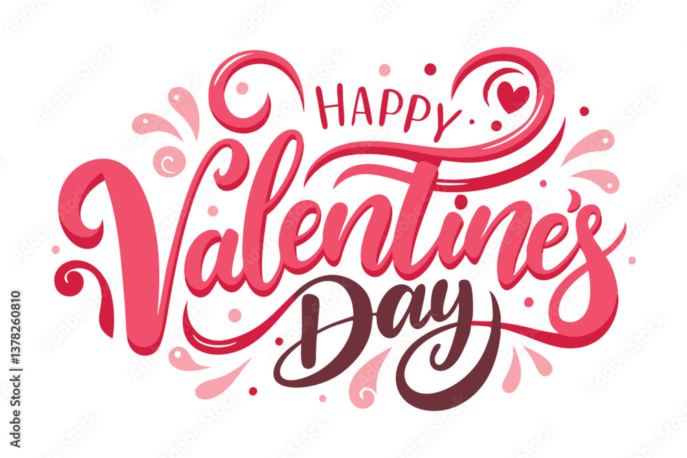 Obraz premium Happy Valentines Day Stylish Lettering Design Isolated on a White Background