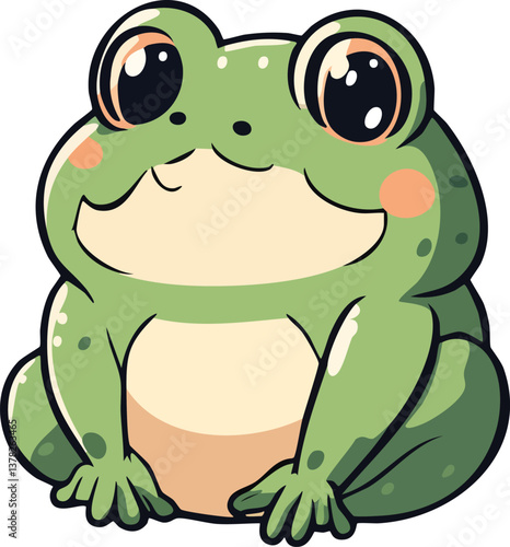 Cute Cartoon Frog with Big Eyes
