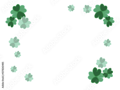 Four-leaf clover frame on four corners and white background