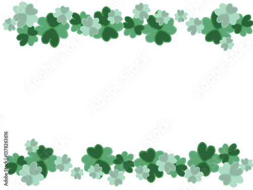 Green four-leaf clover frame with a white background