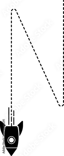 A rocket icon with a dashed line trail forming an N-shaped curve.