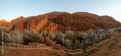 Obraz na płótnie Scenic View of Eroded Red Rock Formations in Twilight in Morocco w salonie